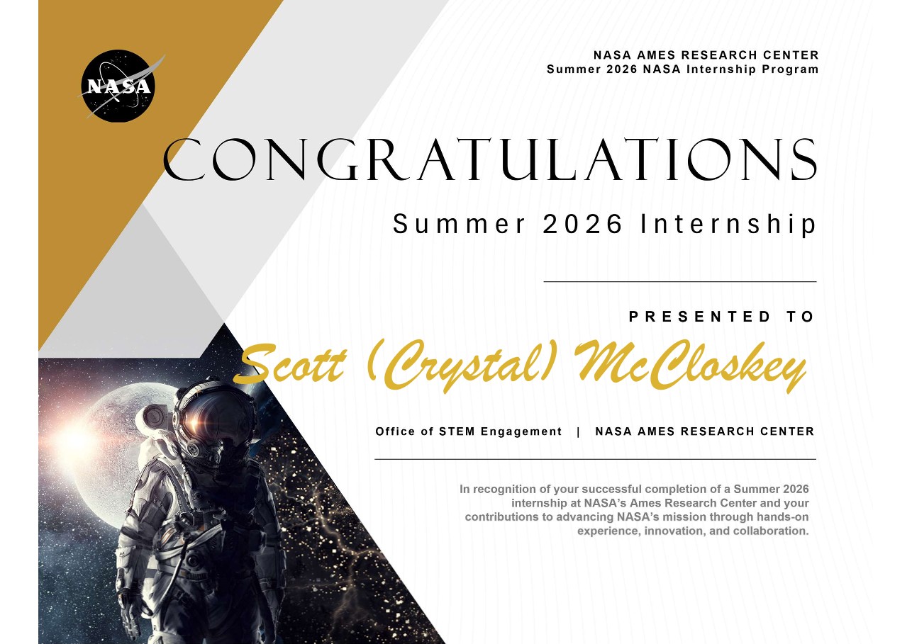 NASA OSTEM Internship Certificate of Completion
